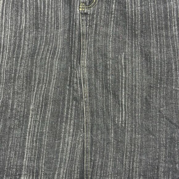 VTG Newport News Jeanology Denim Jean Skirt Black Laced Up Waist Back Slit SZ 18 - Picture 3 of 14